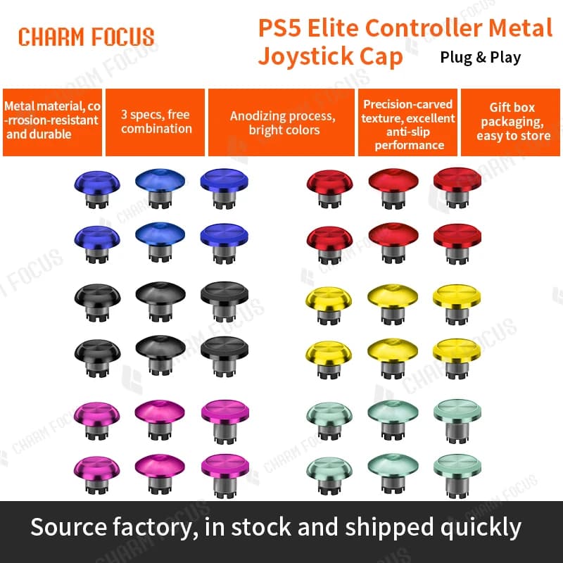 Kit di accessori per levette in metallo per controller PS5 Dualsense Edge, joystick analogico in metallo personalizzato, controller non incluso