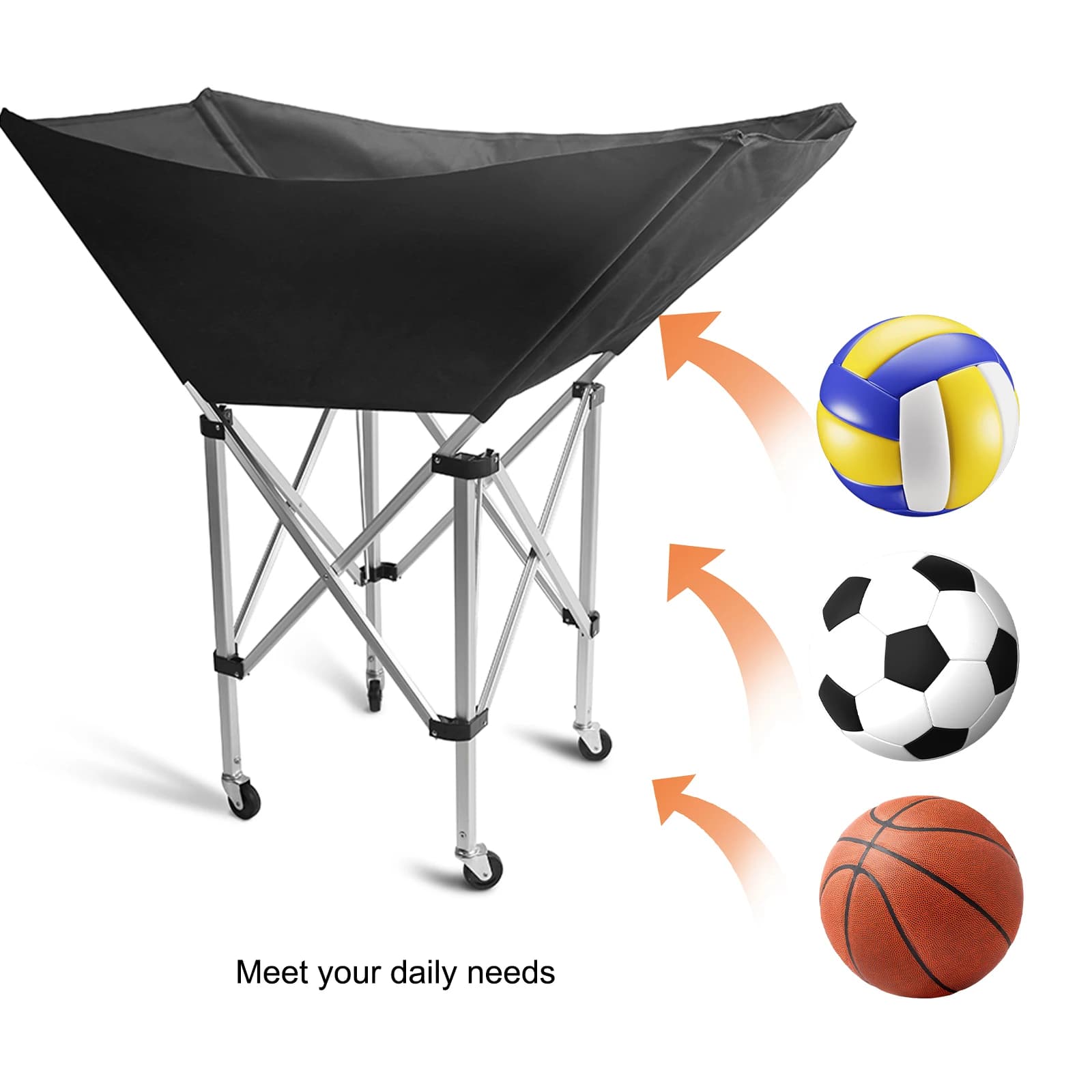 Carrello Pieghevole per Palloni con Borsa per il Trasporto, Carrello Portatile per Pallavolo per Facile Conservazione e Trasporto, Contiene Fino a 28 Palloni