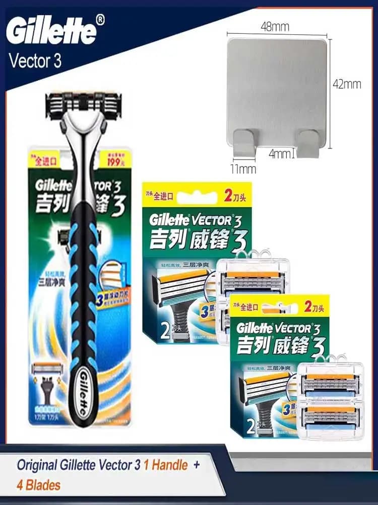 Gillette Vector 3 Razor Men's Safety Razors Barba Hair Removal Ultra Thin 3 Layered Razor Replace Rifills Shaving Blades