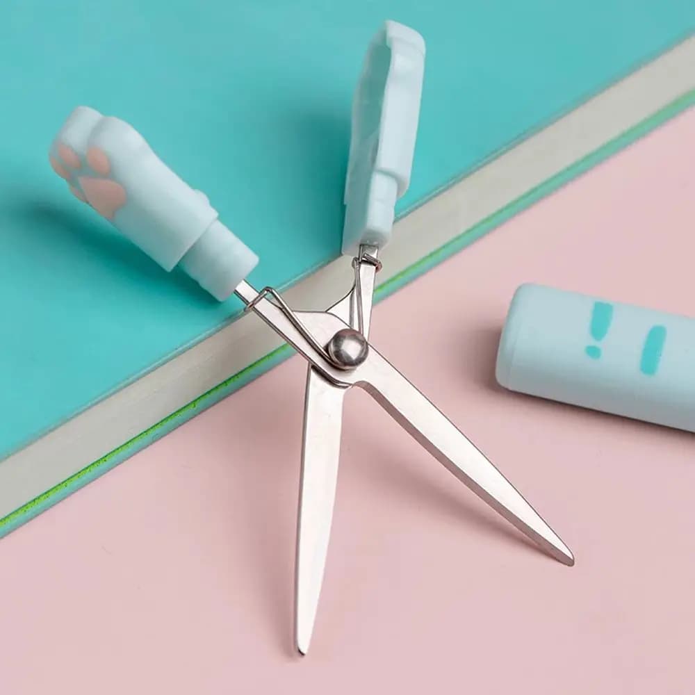 Forbici Portatili a Forma di Zampa di Gatto in Acciaio Inossidabile, Design Pieghevole, Regalo Kawaii per Ragazze, Articoli per Ufficio e Scuola