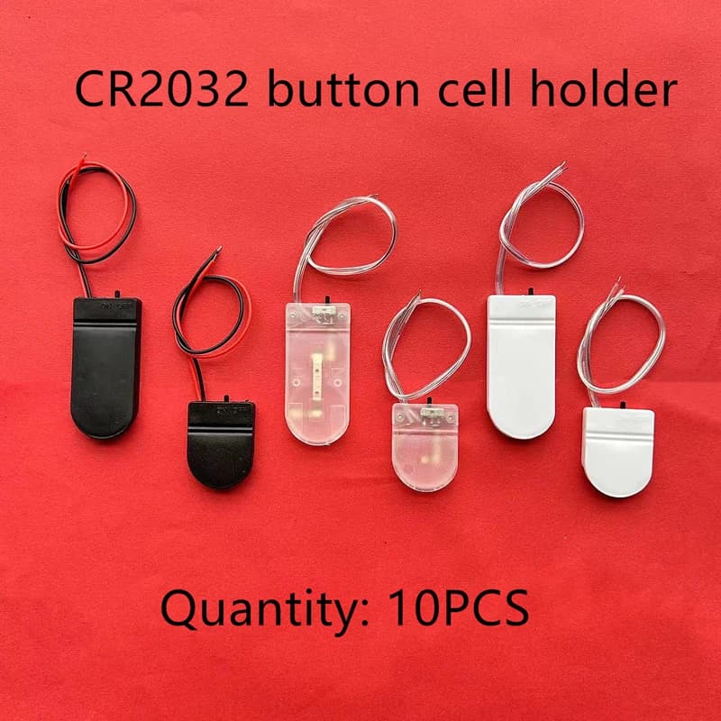 10 PZ CR2025 CR2032 Button Battery Packed Case Cover With ON-OFF Switch 3 V Battery Storage Box
