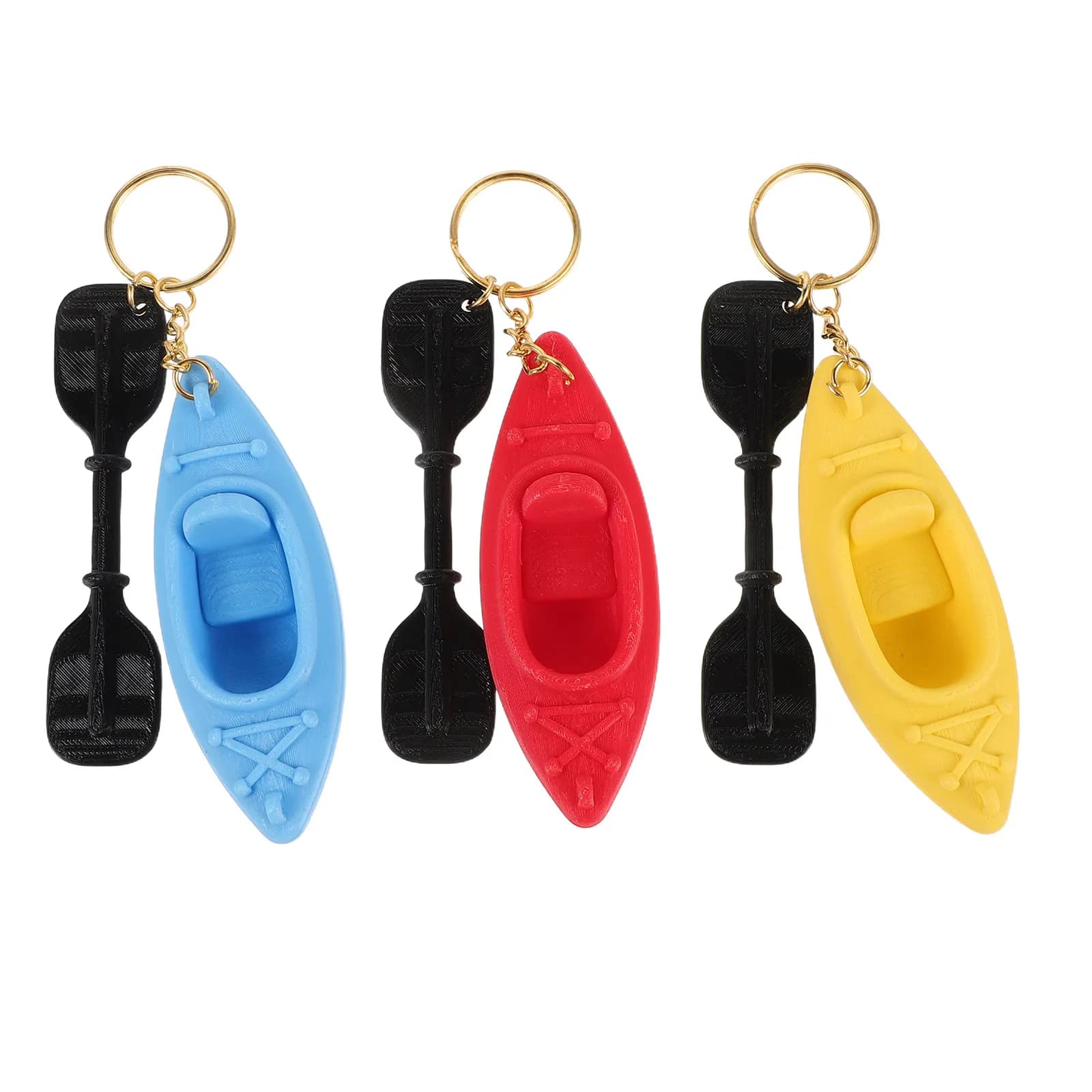 3Pcs Kayak Keychain Mini Plastic Paddle Outdoor Bag Zipper Charm Kayaker Gift Sports Party Key Ring Boat Keyring