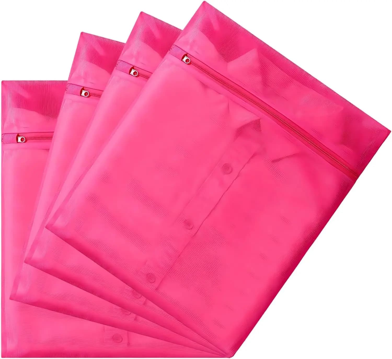 Set of 4 Delicate Bucato Net Bags, 12x16 Inches with Self-locking Hinge, Organizer for Clothes and Shoes