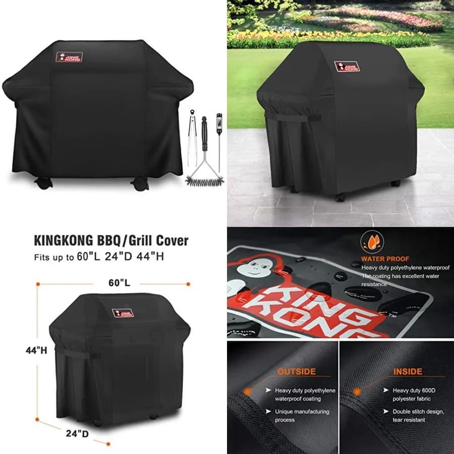 Copertura per Barbecue a Gas Compatibile con Weber Genesis E S Series, Char-Broil 4 Bruciatori, Include Spazzola per Griglia, Pinze e Termometro