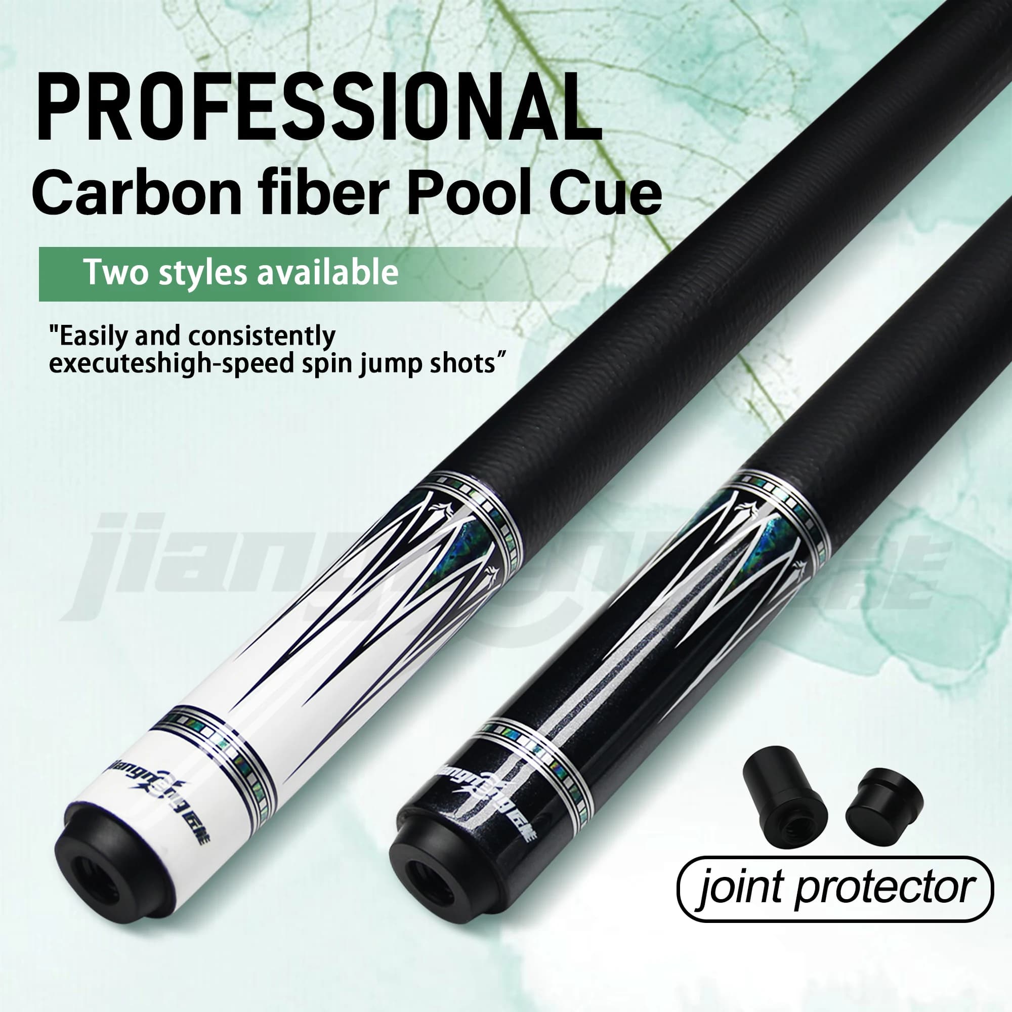 Stecca da biliardo professionale in fibra di carbonio con impugnatura in pelle, 12 mm, bassa deflessione, precisione, per 8/9 ball/Carambola, regalo di alta gamma per competizioni, 58,46 pollici
