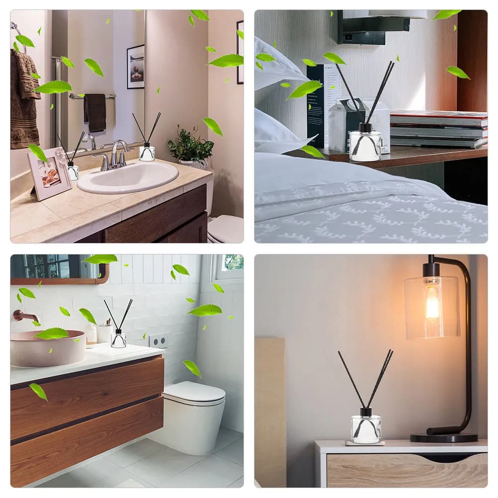 Set di 1 Elegante Bottiglia Diffusore di Profumo in Vetro Trasparente, Ricaricabile, per Oli Essenziali, Decorazione Casa, Ufficio e Spa