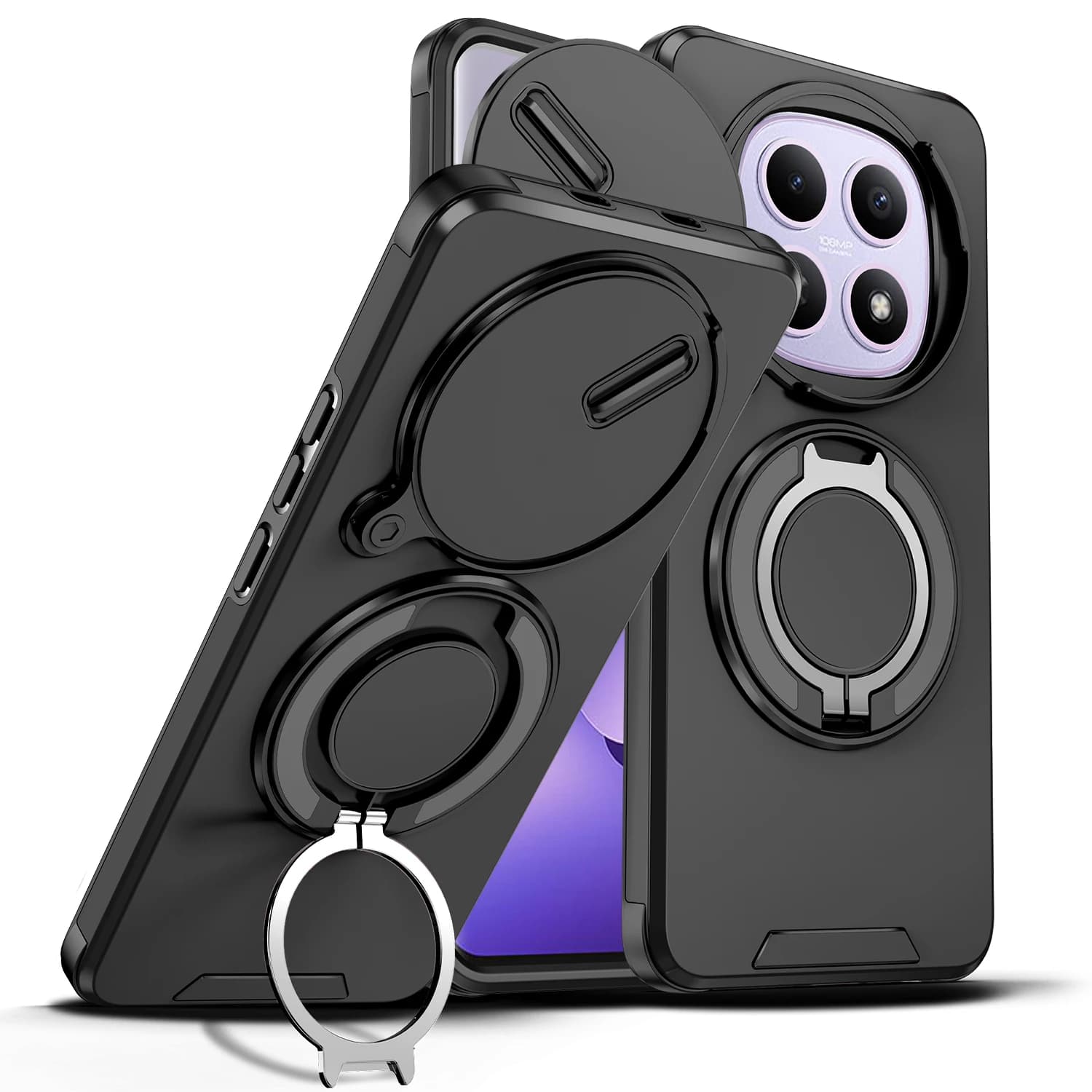 Custodia per Redmi Note 15 Pro, Cover per Redmi Note 15 Pro+ con Anello Magnetico, Protezione Scorrevole per Fotocamera, Compatibile con Ricarica Wireless Magsafe