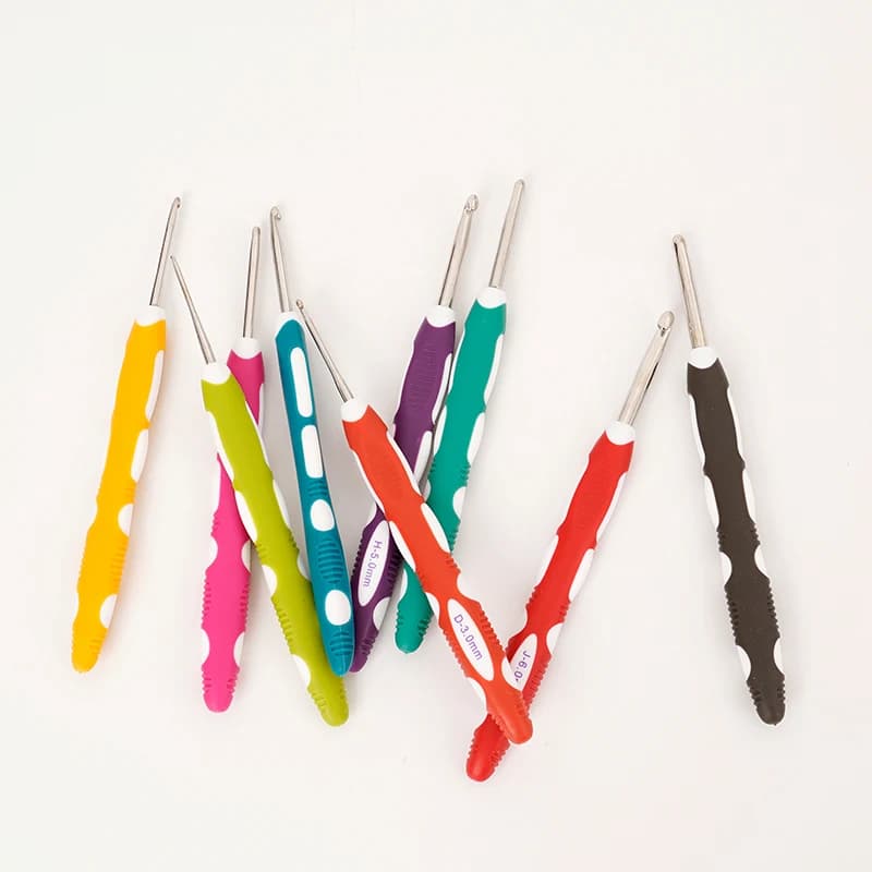 Kit all'uncinetto con strumenti per maglieria Aghi in alluminio Set di 9 aghi per maglione in silicone con manico in plastica bicolore per principianti