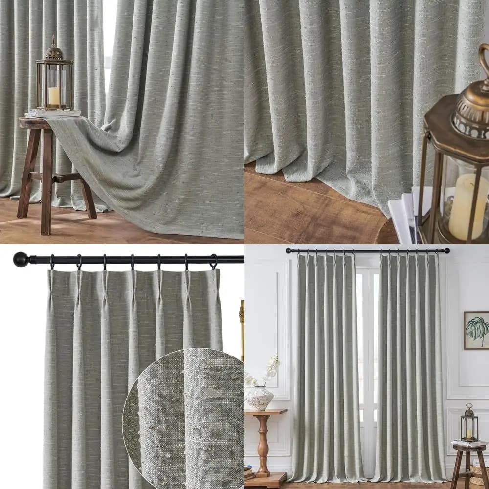 Luxurious extra long semi-transparent curtains with pinched fold, privacy and light filtering, 2 panels, 40x108, grey for living room