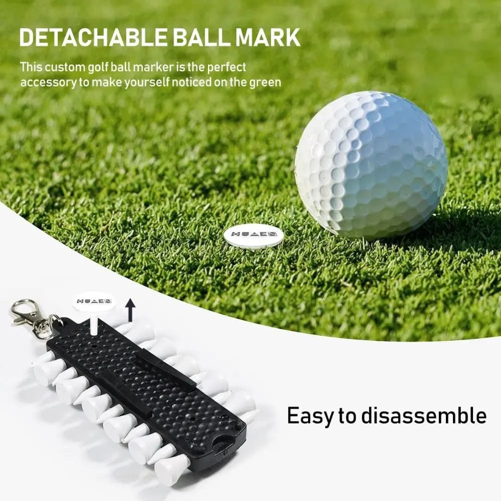Strumento Riparatore Divot, Porta Tee da Golf, Dispositivo di Stoccaggio, Porta Tee di Ricambio, Matita per Marcatura, 12 Tee, Forcella da Golf per Green