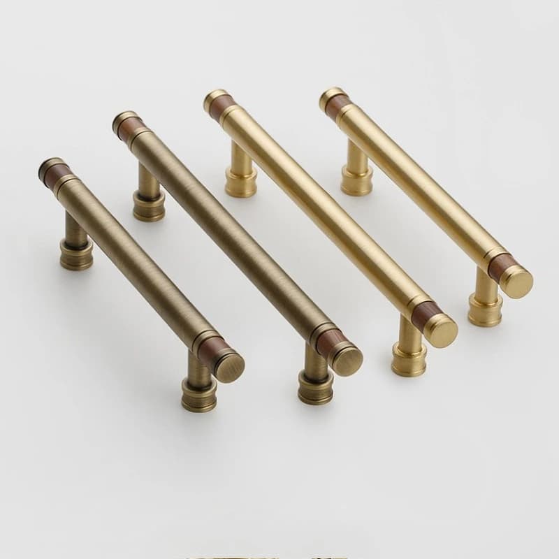Maniglie per mobili vintage cinesi in ottone + noce, guardaroba, armadietti da cucina, porte, cassetti, manopole, maniglie per mobili