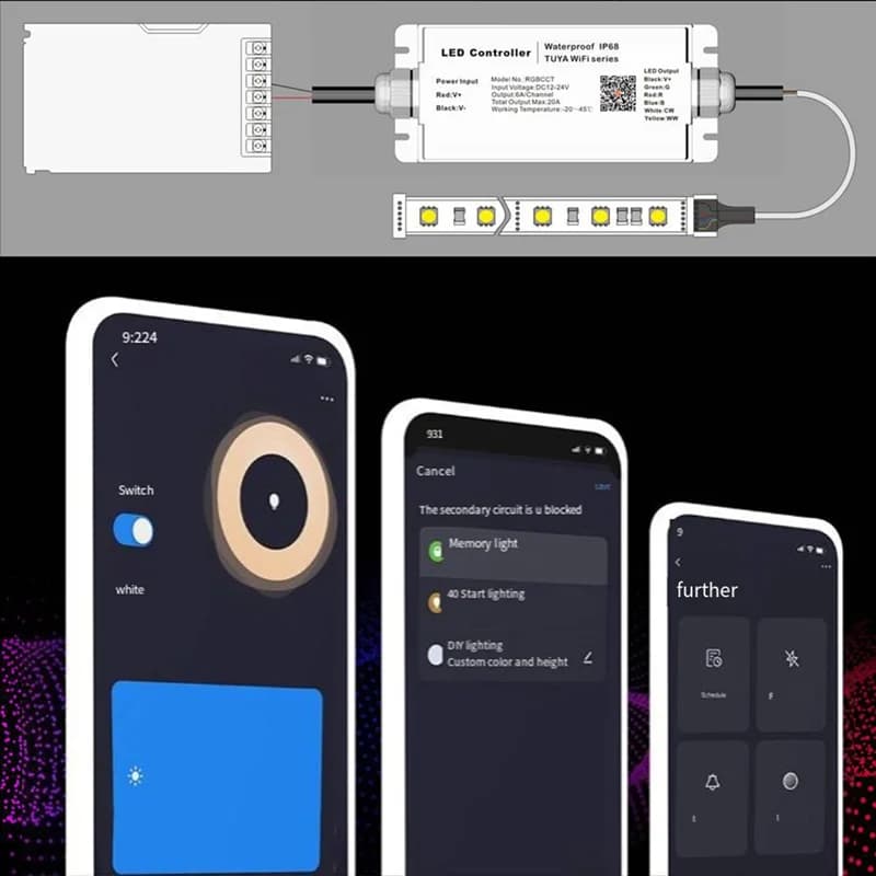 APPLIA-Tuya WIFI DC12V 24V Controller impermeabile per strisce LED IP68 a prova di pioggia con telecomando vocale Tuya