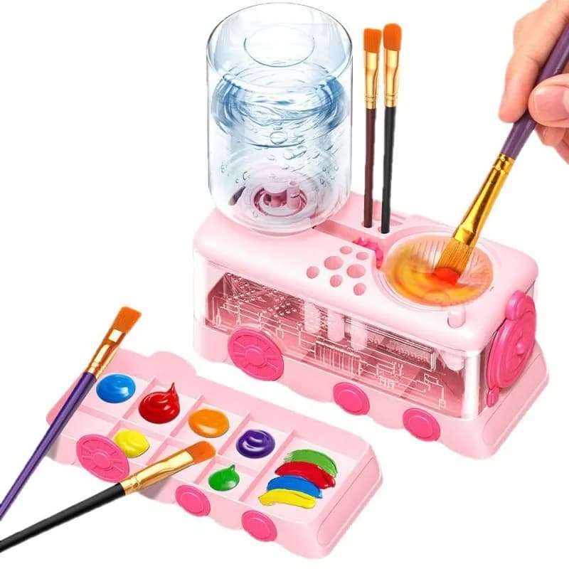 Lavapennelli Automatico con Cambio Acqua per Acquerello, Acrilico e Pittura a Olio - Strumento per la Pulizia dei Pennelli