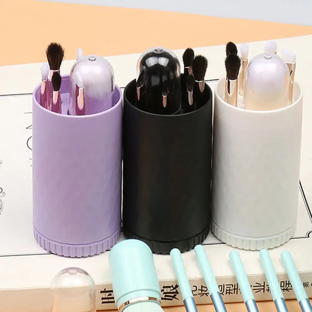 Set Professionale di Pennelli per Trucco in Fibra Sintetica con Custodia da Viaggio Portatile, Strumenti per Trucco, Polvere, Ombretto, Blush, Labbra