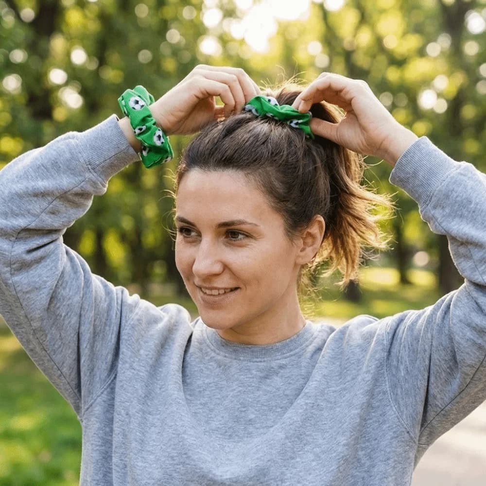 Confezione da 4 elastici per capelli creativi con stampa a pallone, super carini, in poliestere, accessori per capelli con design stampato