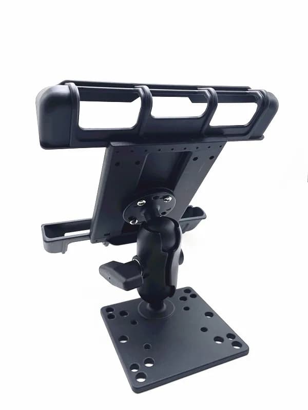 Tablet support with 1.5 inch round ball base and 9 cm arm and VESA 100x100 plate for truck/tractor