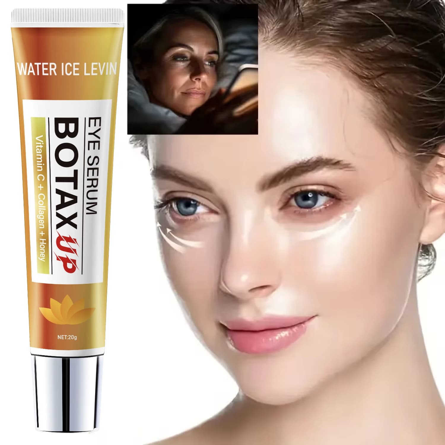 Serum BOTAX UP Eyes: Vitamin C/Miele/Collagene, Light Texture, Hydrate/Protect Eyes Skin for Elastic Softness