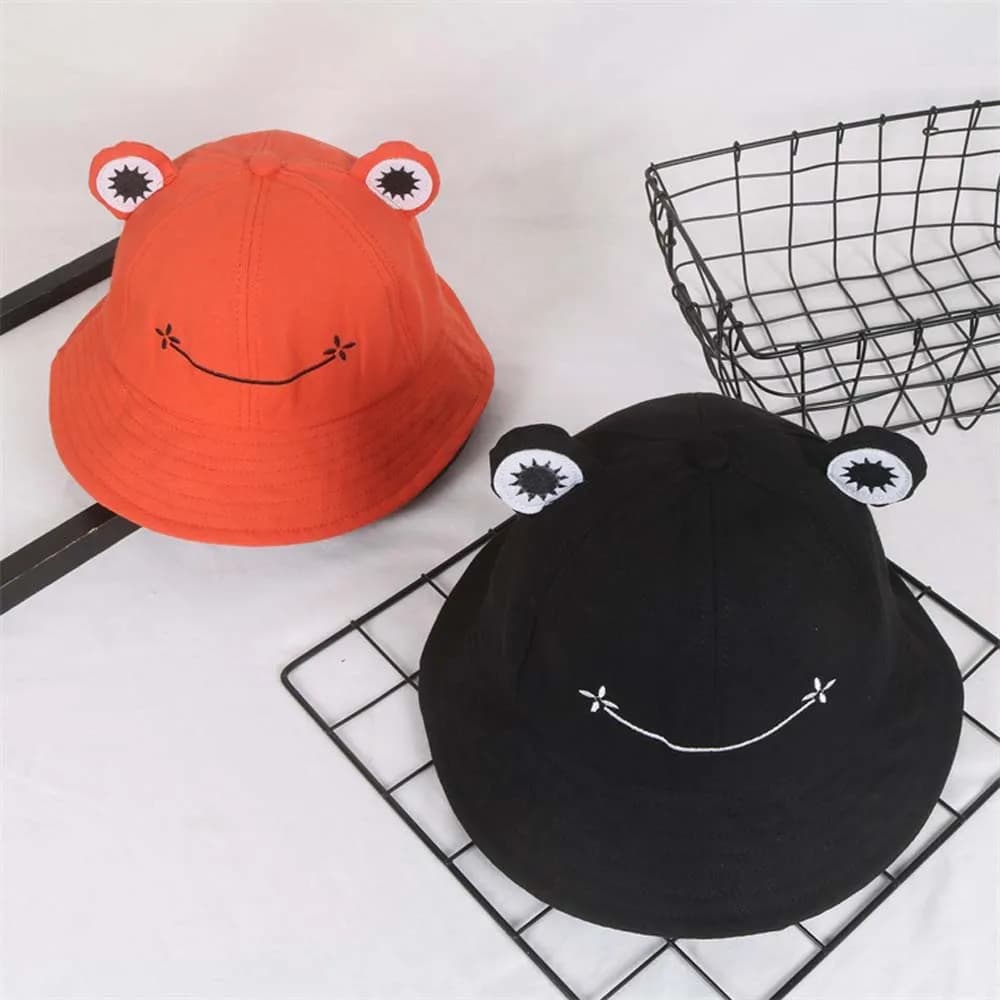 Dust proof Adjustable Cotton Sun Protective Frog Women Visors Hat Fisherman's hat Bucket cap Sun Hat