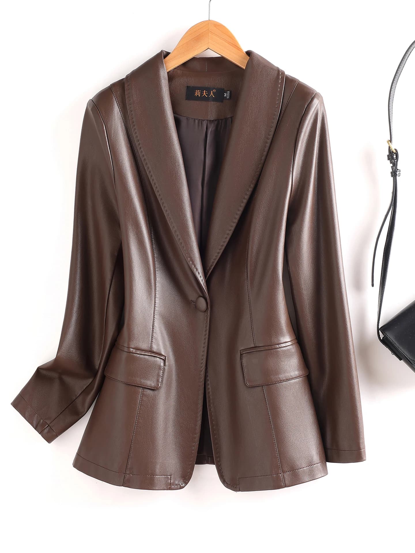 Ning Genuine Leather Jacket Women's Short Slim Fit Suit Coat 2025 Spring Autumn Trendy Sheepskin Korean Style Jacket