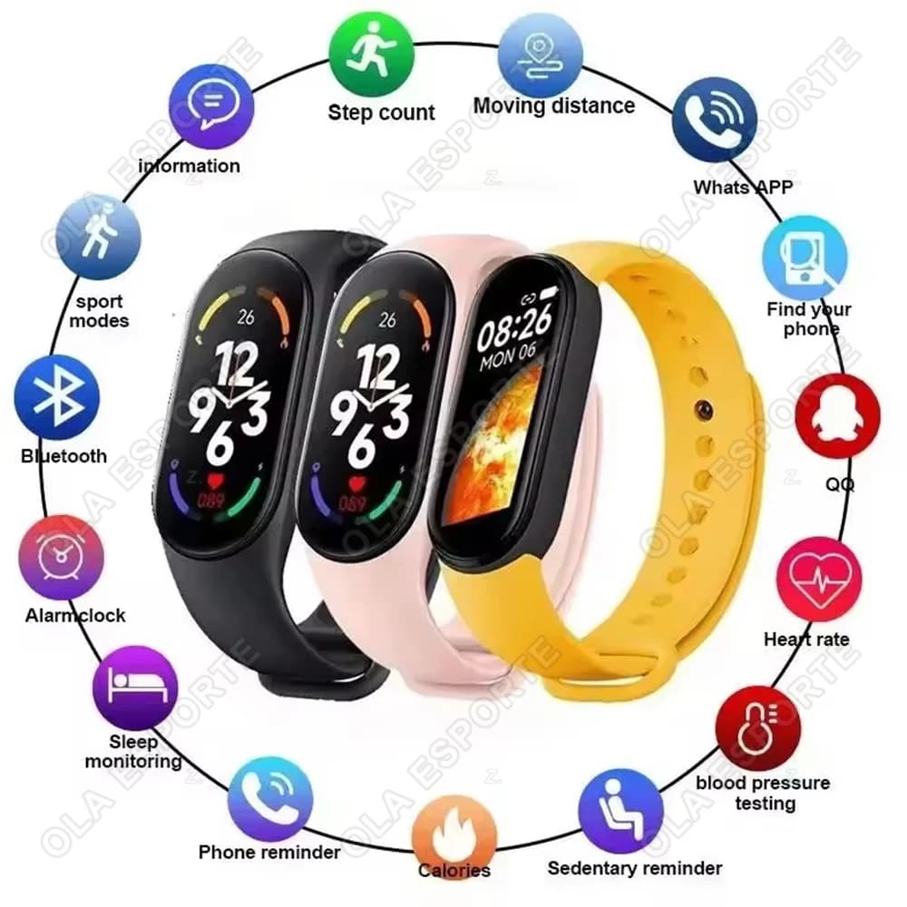 M7 Smart Watch Heart Rate Monitoring and Blood Pressure Screen AMOLED Smart Bracelet Fitness Tracker for Men and Women Sports Bracelet