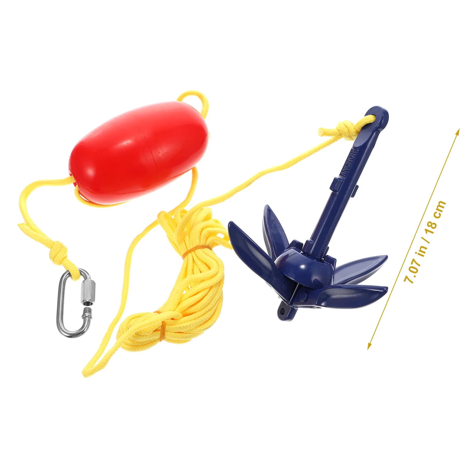 1Set 4-Fold Aluminum Alloy Kayak Anchor Folding Boat Anchor with PP Flotation Buoy Stainless Steel Snap Hook Storage Bag