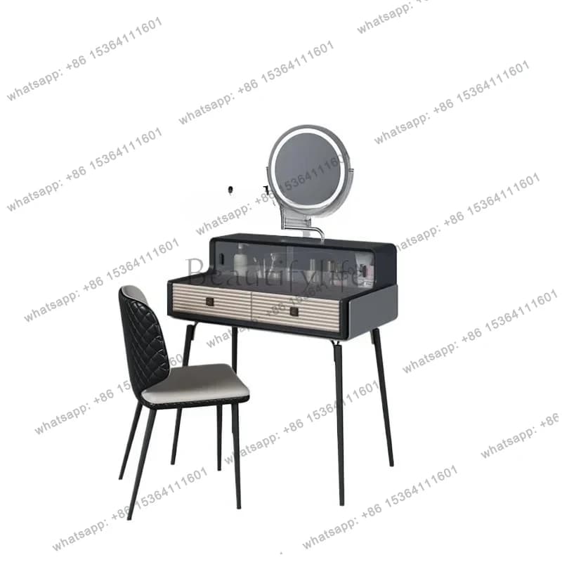 minimalist solid wood dresser small apartment master bedroom light luxury high-end smart lock makeup table