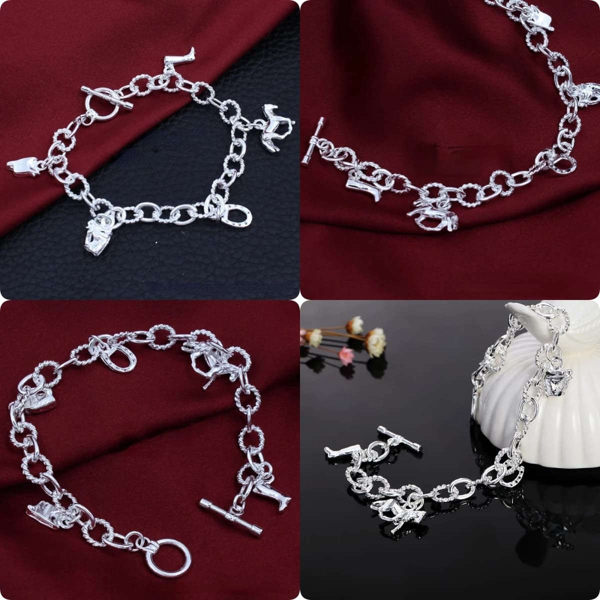 925 sterling Silver charm Horseshoe Farm chain Bracelets for women Fashion Party Wedding Accessories Jewelry Christmas Gifts