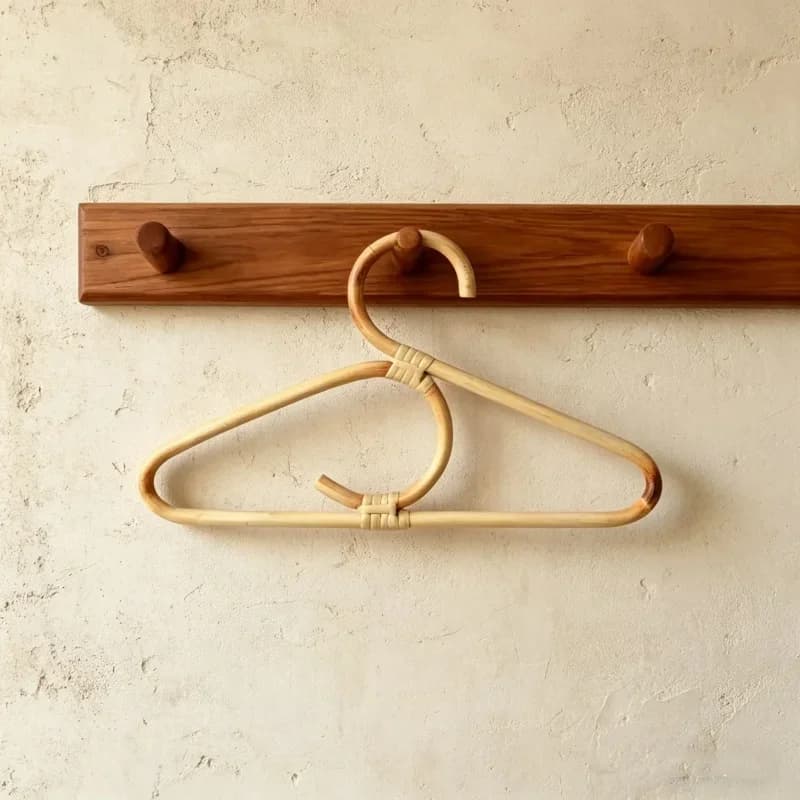 Appendiabiti in Rattan Naturale per Bambini, Organizzatore per Vestiti, Accessorio Decorativo per Armadio e Camera dei Bambini