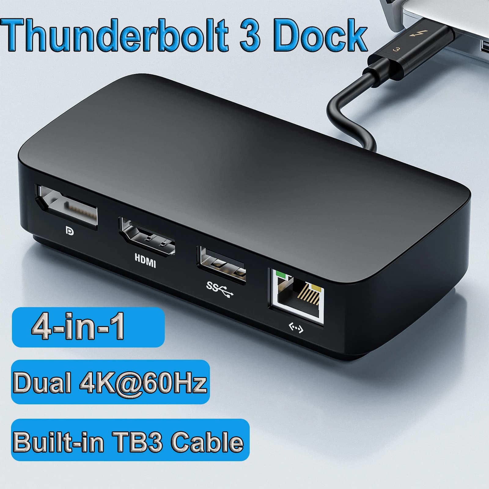 Thunderbolt 3 Dock Pro Dual 4K 60Hz Thunderbolt 3 MST HUB Dock HDMI USB 3.0 Gigabite RJ45 for Laptop with TB3/4 port