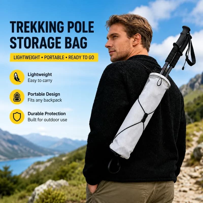 Lightweight Trekking Pole Storage Bag Foldable Walking Stick Sleeve Portable Carry Pouch Matched Cross Country Outdoor Backpack