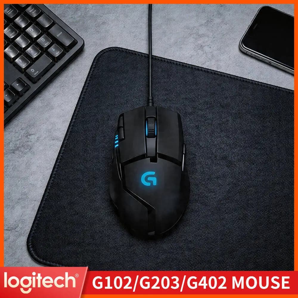 Logitech G402 Wired Gaming Mouse 20M Clicks 8 Custom Buttons 500+ IPS Anti-Slip for Custom Gaming Rig Setups
