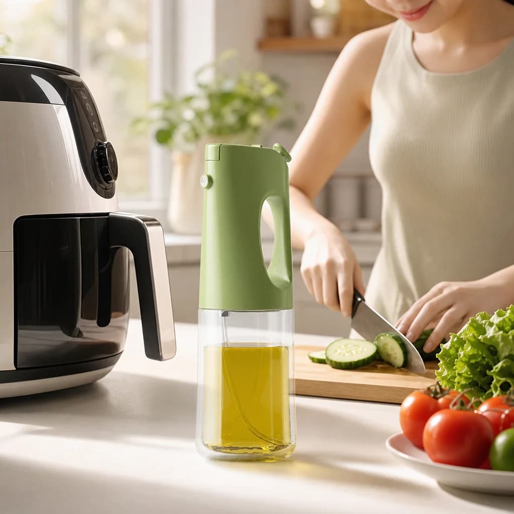 Air Fryer Oil Sprayer Dispenser Fine Mist Glass Bottle Leakproof Cooking Spray for Baking Salad Roasting Kitchen Tools
