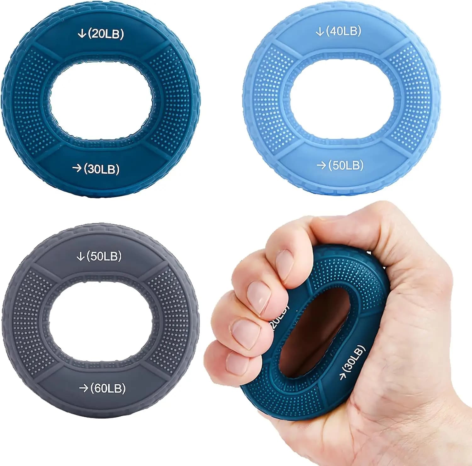 Allenatore per la forza della presa, allenatore per il pollice, esercitatore per le dita - Anelli in silicone a doppia resistenza per l'allenamento muscolare, la riabilitazione delle dita per l'arrampicata, l'allenamento dei muscoli della mano e del polso, il sollievo dallo stress, la mobilità delle dita e la riabilitazione della forza.