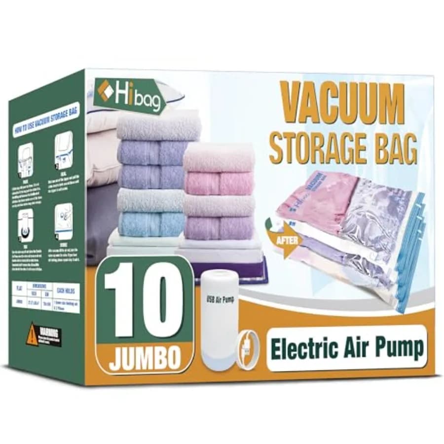Vacuum Storage Bags with Electric Pump Vacuum Seal Space Saver Bags for Clothes Clothing Pillows Blanket Bedding Comforters Jum