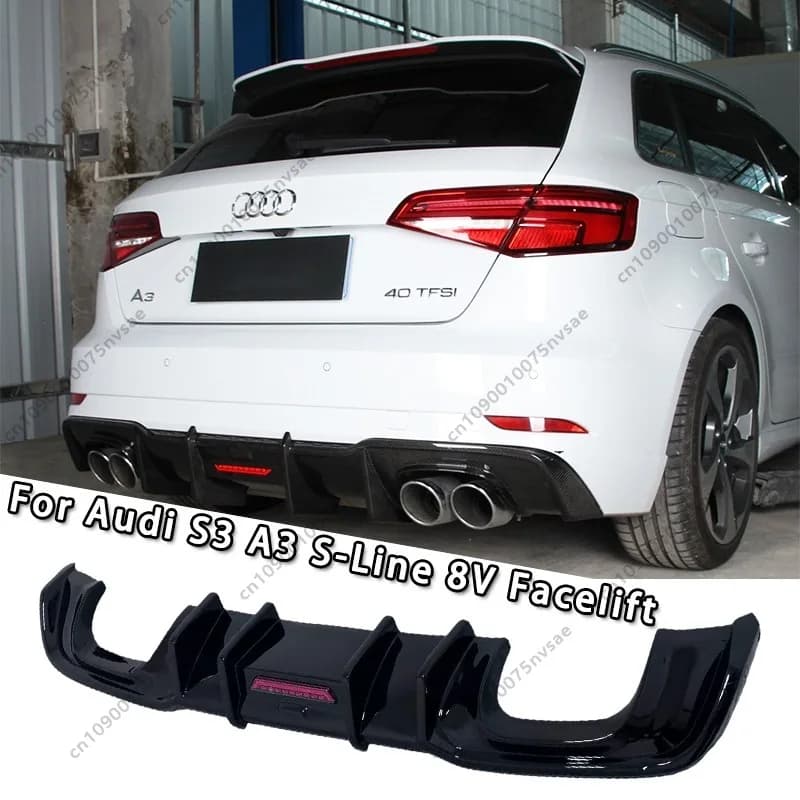 Diffusore Posteriore con Luci LED per Audi A3 S-line / S3 8V Facelift 2016-2020 Sportback 5 Porte (Non per A3 Senza S-Line)