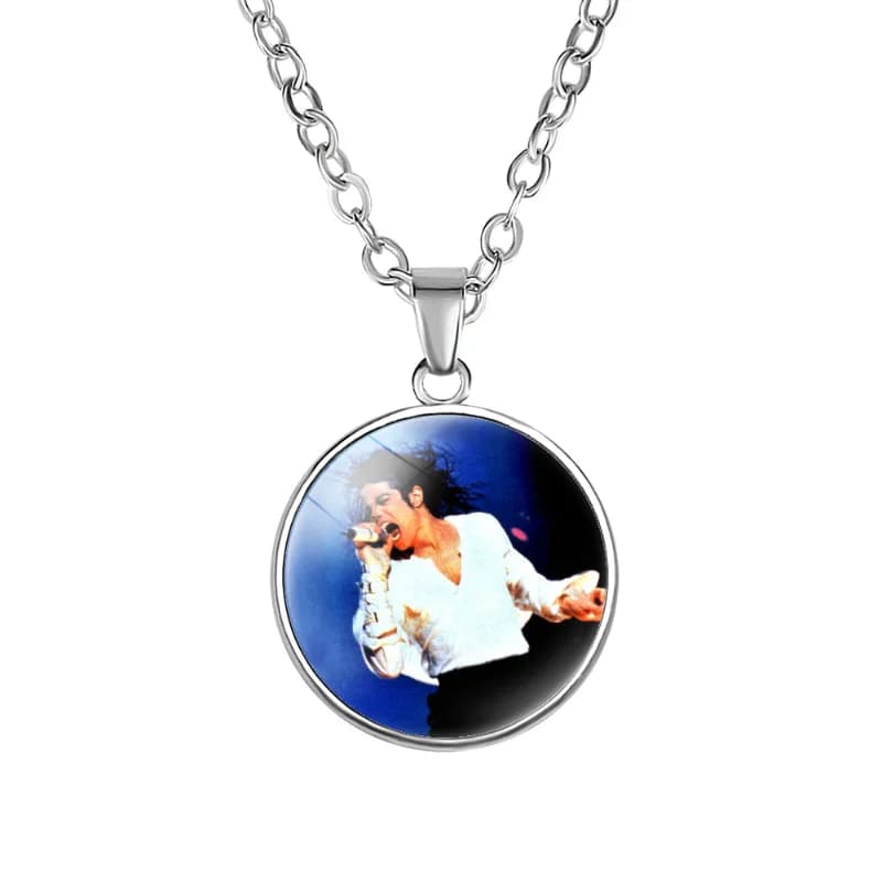 Fashion Single Sided Pendant Necklace with Michael Jackson Time Gem Design for Fans