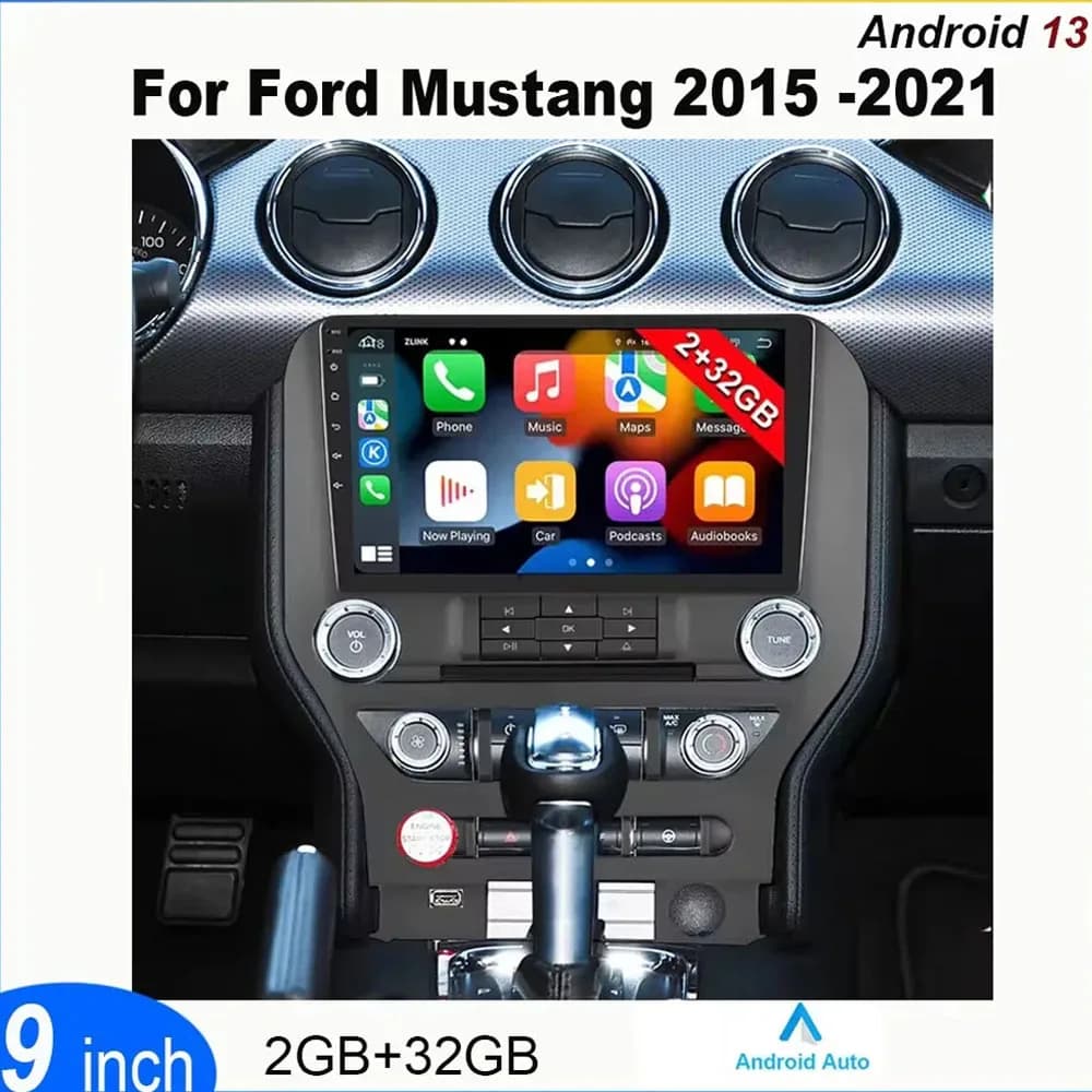 Autoradio da 9 "con FM/RDS per Ford Mustang 2015-2020 adatto per Apple Carplay e Android WiFi GPS SWC Dual USB + telecamera di backup AHD