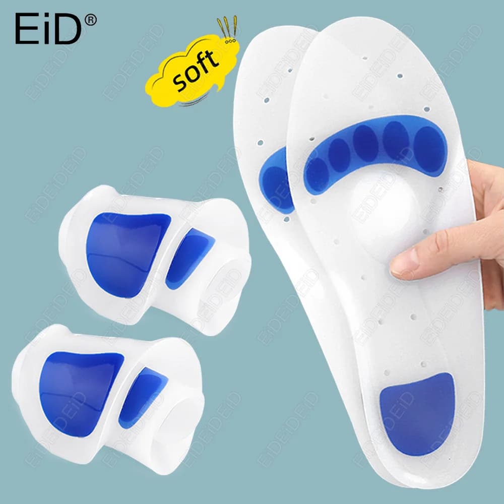 Solette Ortopediche in Gel di Silicone EID, Supporto per Arco Plantare, Sollievo per Fascite Plantare, Assorbimento degli Urti, Cuscinetti per Scarpe per Uomini e Donne