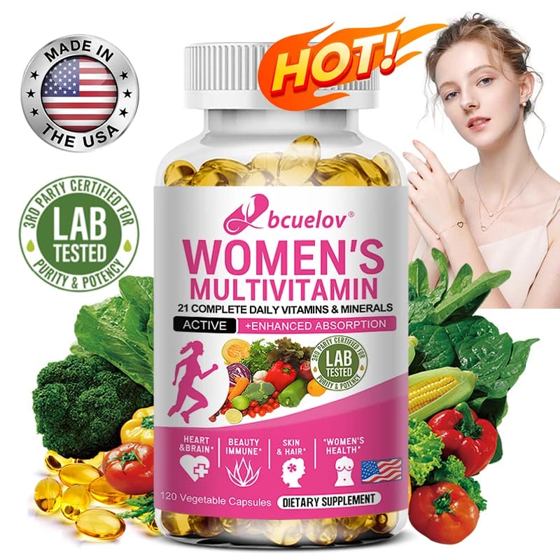 Multivitamin daily for female capsules - Multivitamin and multimineral supplement for skin hair health, energy, immune support