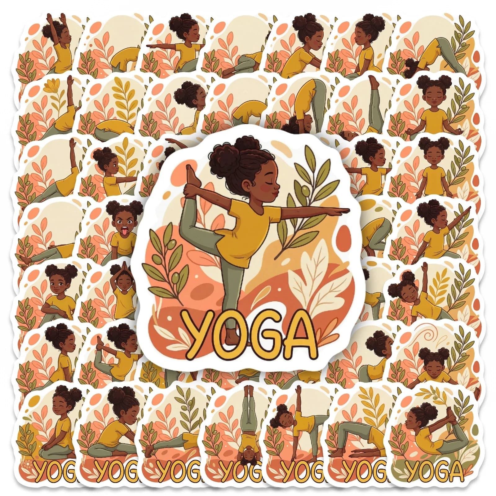 Confezione da 50/100 Adesivi a Tema Yoga e Fitness, Spessi e Impermeabili, Fai-da-Te per Tazze, Telefoni, Laptop, Caschi, Valigie, Cartelle, Scrivanie