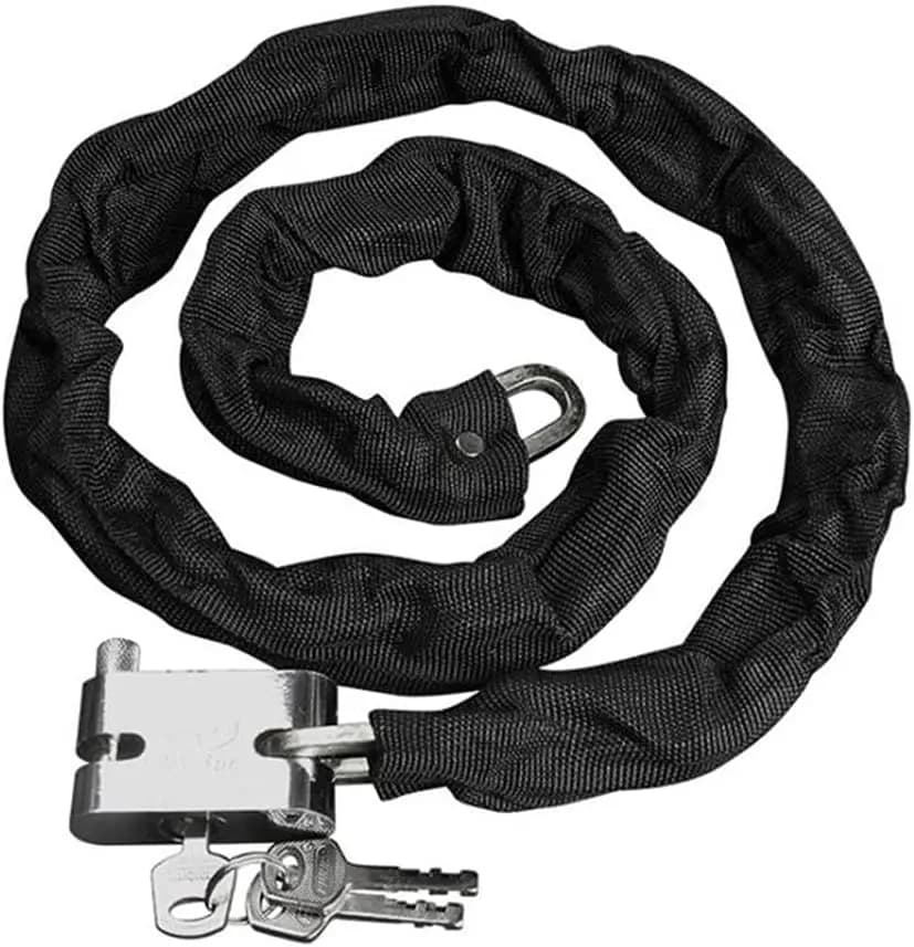 Lucchetto a Catena per Moto Resistente, Antifurto e Antigraffio, Portatile con Chiave di Sicurezza per Bici e Scooter