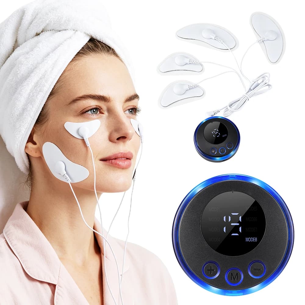 EMS Facial Massager Current Muscle Stimulator Anti-Wrinkle Anti-Aging Beauty Device USB Charging 8 Modes 19 Levels for Women