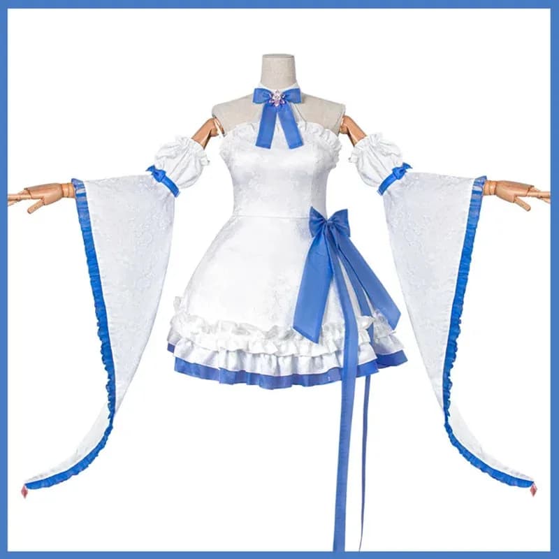 Anime Re: Vita in un mondo diverso da Zero Rem Costume cosplay Bianco Skyblue Abito da cameriera Parrucca Donna Kawaii Festa di compleanno Suitx;