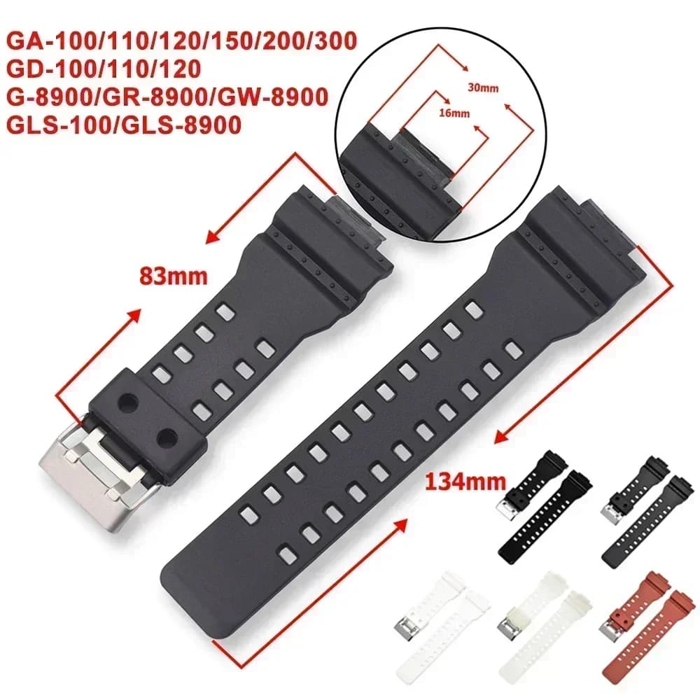 Cinturino per Casio G-Shock GA-100/110/120/140/200/400/700 800 GD-100/110/120 G-8900 GLS-100 Sostituisci cinturino in resina siliconica 16mm