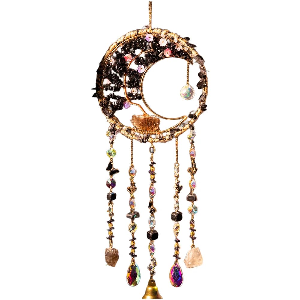 Earthy Stone For dreamcatcher Pendant with Moon Center for Grounded Aesthetic in Bedroom Living Room or Entryway