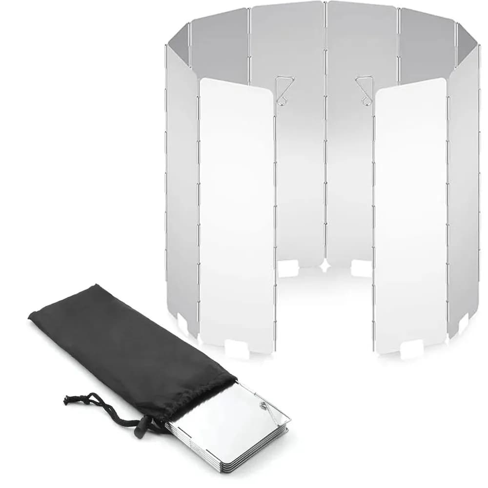 Aluminium Alloy 8 or 10 Plates, Ultralight Foldable, Wind Protection for Camping and Gas Stove