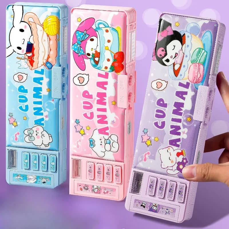 Astuccio Portamatite con Password Sanrio Kuromi, My Melody, Cinnamoroll, Scatola per Cancelleria Anime con Temperino, Regalo per Studentesse