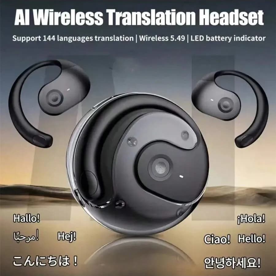 Auricolari Mart Tradlation - 144 languages and accents, real-time wireless headphones with type C charging case, ideal for travel