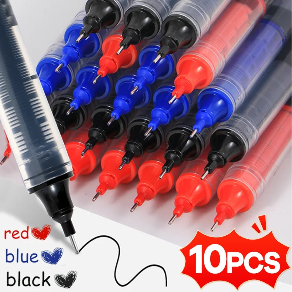 10-1 pz Penne Gel Inchiostro Liquido Premium 0.5mm Punta Fine Scrittura Liscia Penne A Sfera Nero/Blu/Rosso per Ufficio Scuola di Cancelleria