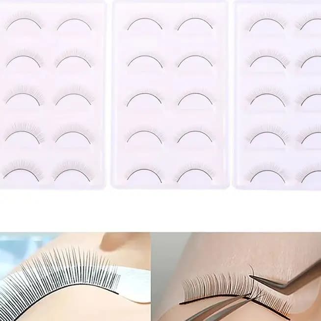 5 Paia di Ciglia Finte per Practice, Extension Eyelash Strips, Makeup Beauty Tool, Supplies for Extension Eyelashes, Fin Forming Eyelashes